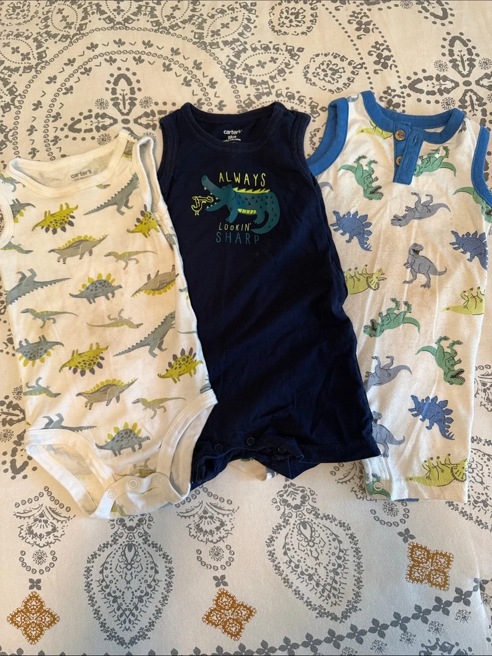 Size 18 Months Dinosaur Romper Tank-Top Set of 3